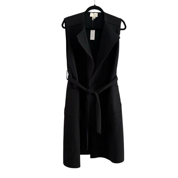 TheKorner Anthropologie One Size Black Wool Blend Belted Flora Longline Vest NWT - Picture 3 of 15